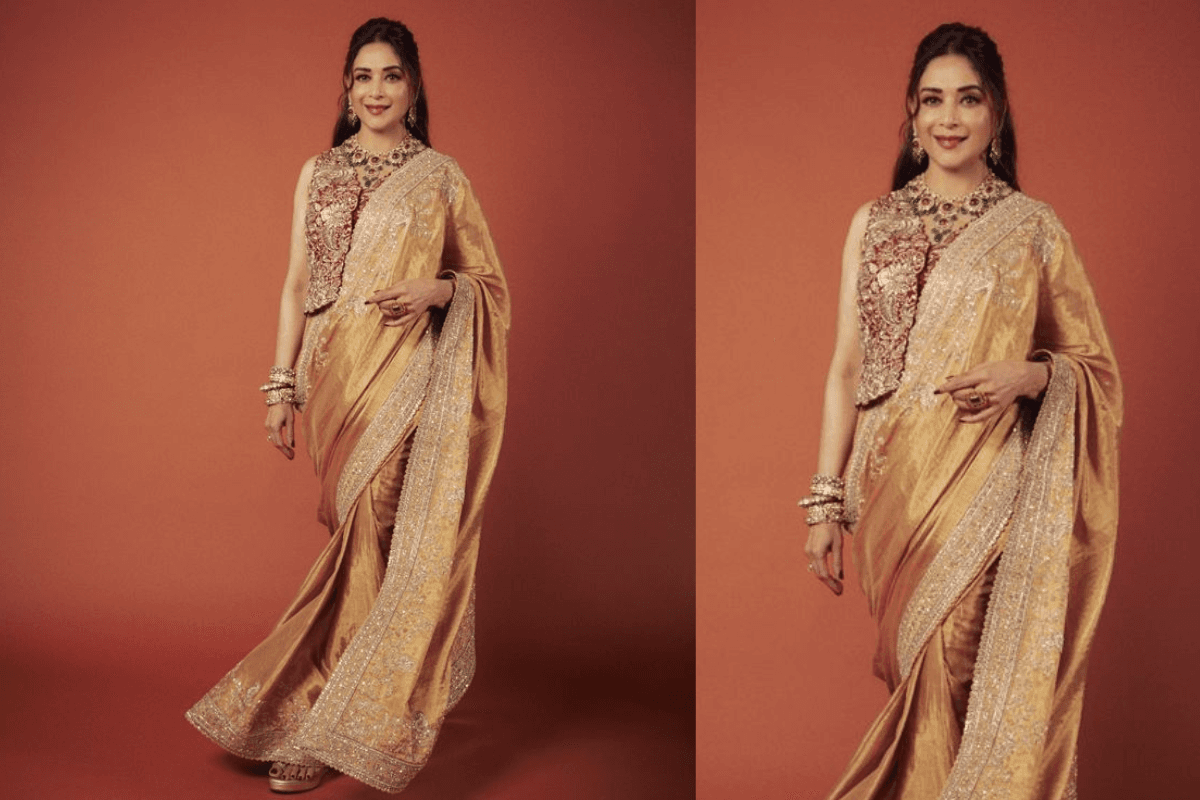 Madhuri Dixit Iconic Golden Saree Look