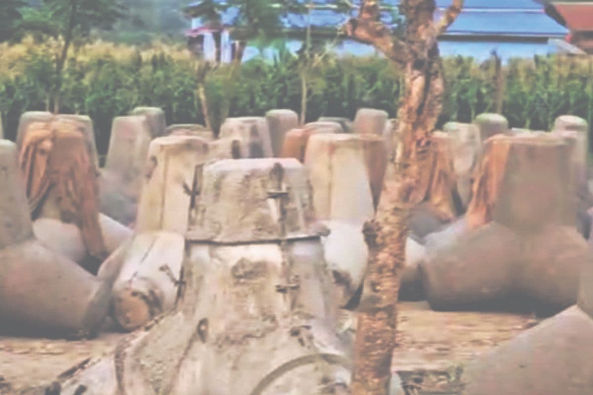 सुपौल: कोसी नदी की धारा को साधने के लिए पहली बार इस्तेमाल हो रहा टेट्रापॉड, पुल्टेगौड़ा में 1600 मीटर में हो रहा है प्रयोग