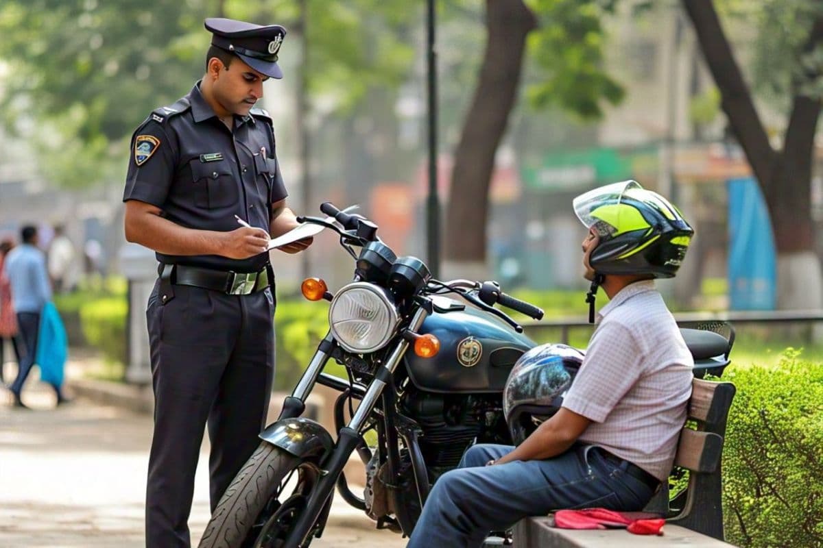 मुजफ्फरपुर: कार पर फोटो लगा काट दिया बिना हेलमेट का चालान, छाता चौक के पास खड़ी थी बाइक