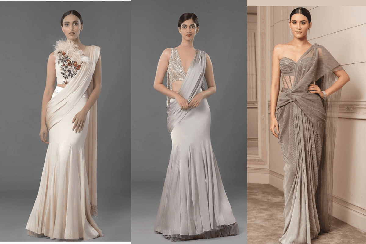 Ready to wear saree for party, pre stitched saree,