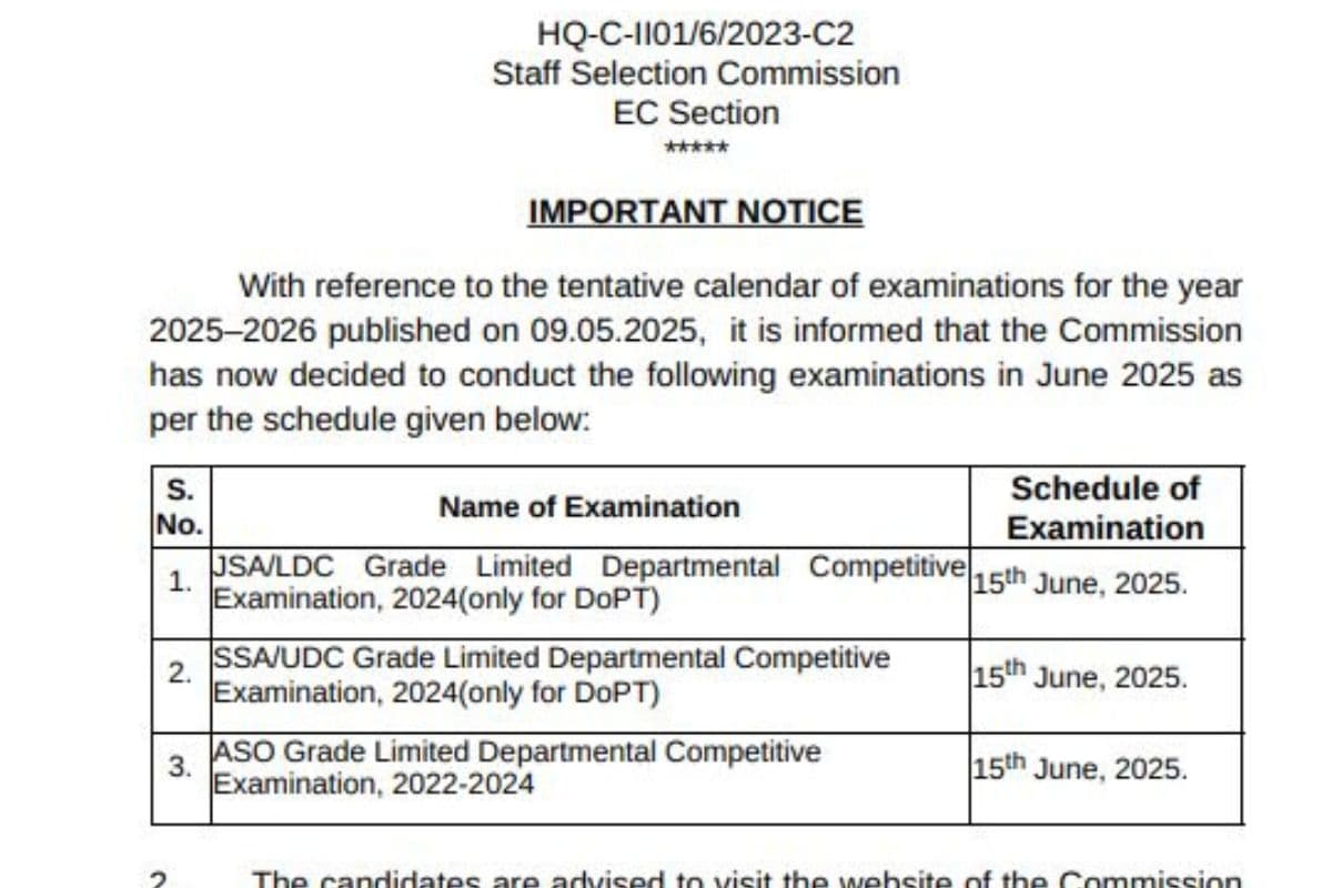 SSC Exam Calendar 2025: एसएससी ने जून के लिए जारी किया परीक्षा कैलेंडर, सरकारी नौकरियों की पूरी डिटेल यहां