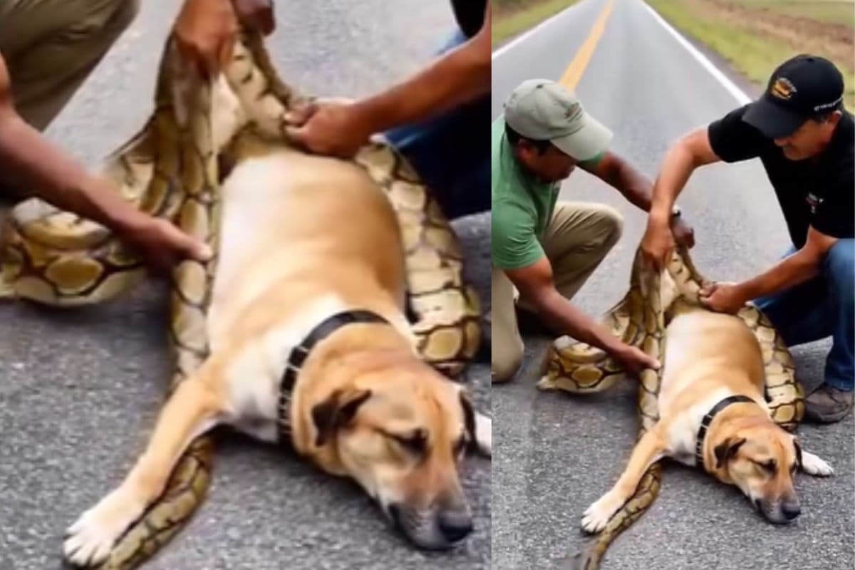 Viral Video: कुत्ते को अजगर ने दबोचा! वीडियो वायरल