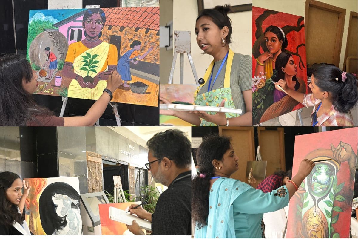 Women Painting Workshop: रांची में महिला चित्रकारों ने बनायीं बोलती तस्वीरें, पेंटिंग में दिखा जलवायु परिवर्तन का दर्द