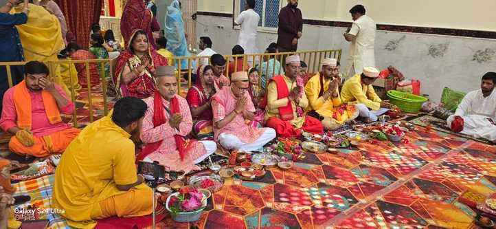 श्रीराम खाटू के निशान से रंग गया शहर, बाजार में निकली निशान यात्रा