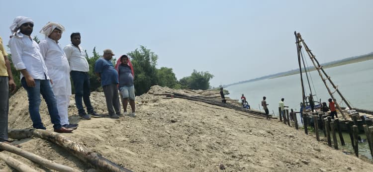 इमामनगर  में कटाव निरोधक कार्य का कांग्रेस ने लिया जायजा
