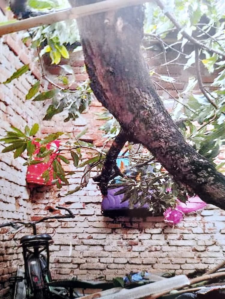 आंधी-पानी से घर को हुआ नुकसान, मुआवजे की मांग