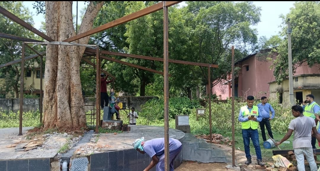 शनि मंदिर का निर्माण कार्य शुरू