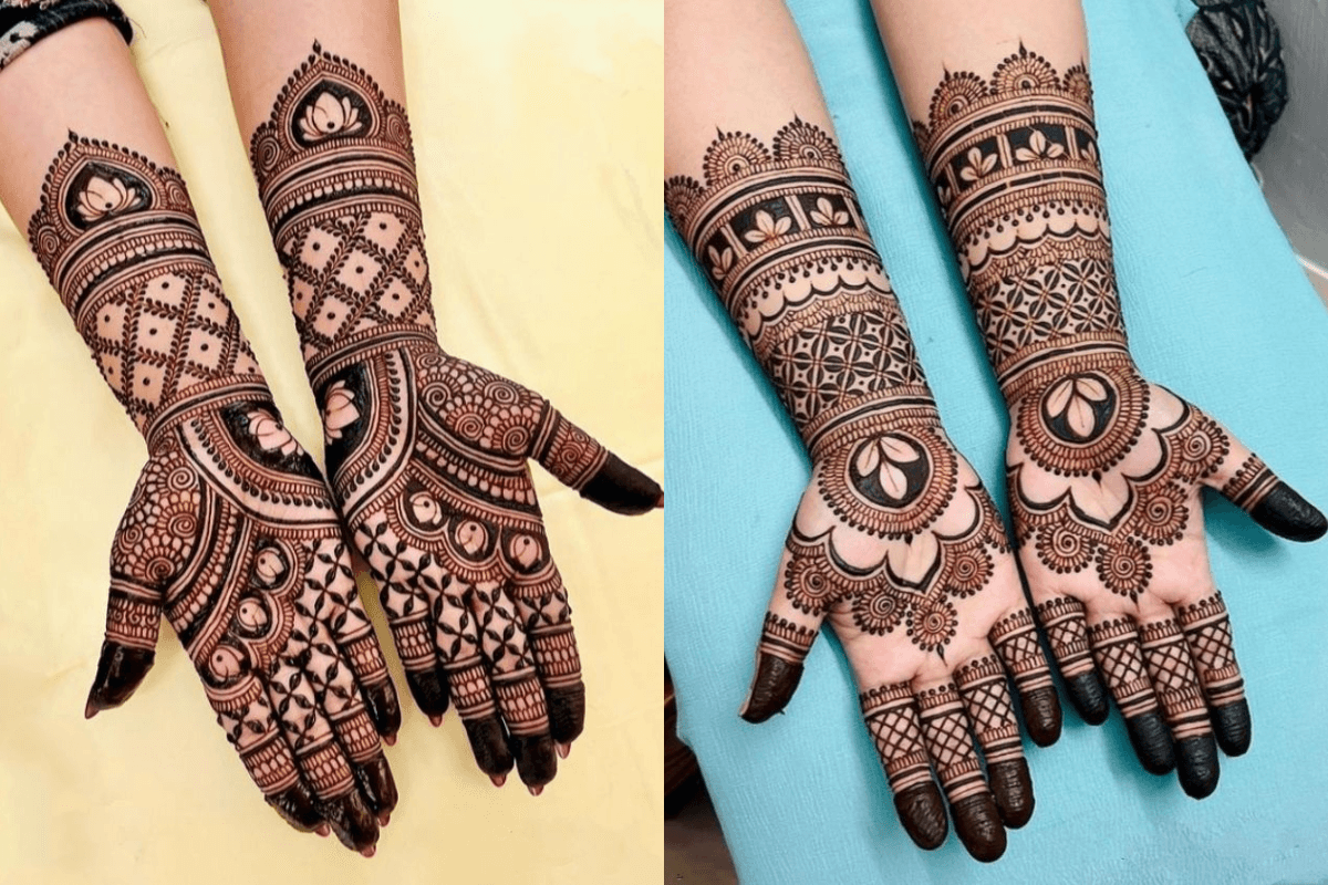 Elegant half hand mehndi design for Vat Savitri festival look"