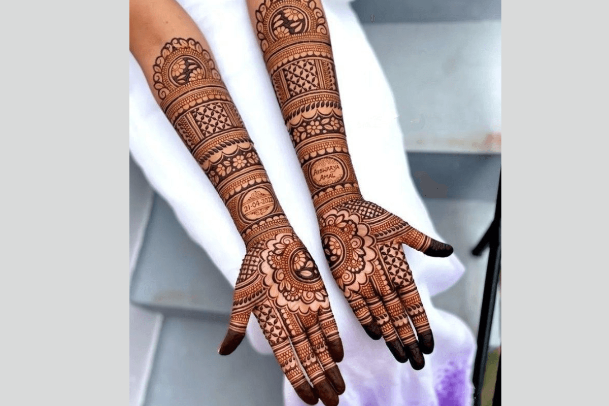 Rich bridal style full hand mehndi design for first Vat Savitri vrat