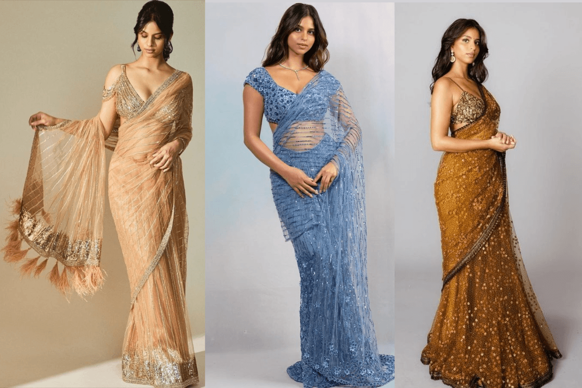 ruffle saree, party wear saree, designer saree look