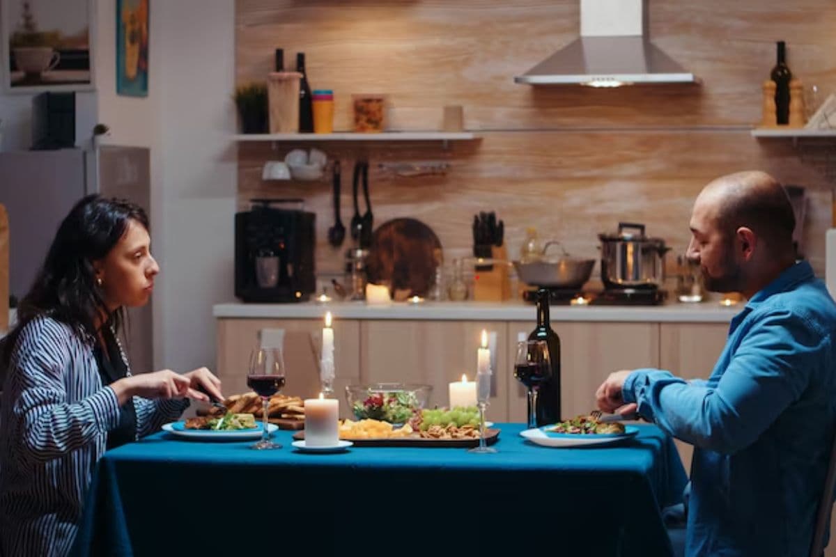 Husband Wife Doing Dinner