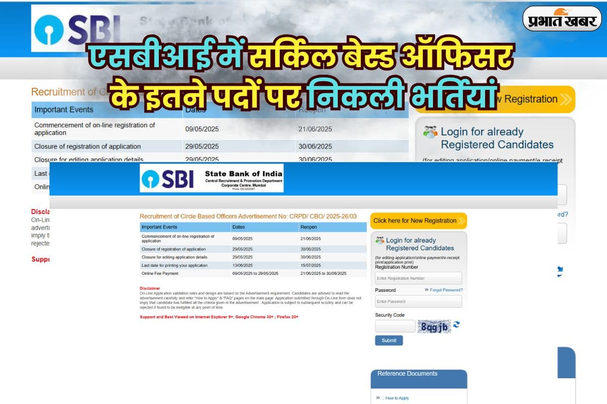 SBI CBO Recruitment 2025: एसबीआई में सर्किल बेस्ड ऑफिसर के इतने पदों पर निकली भर्तियां, जल्द करें आवेदन