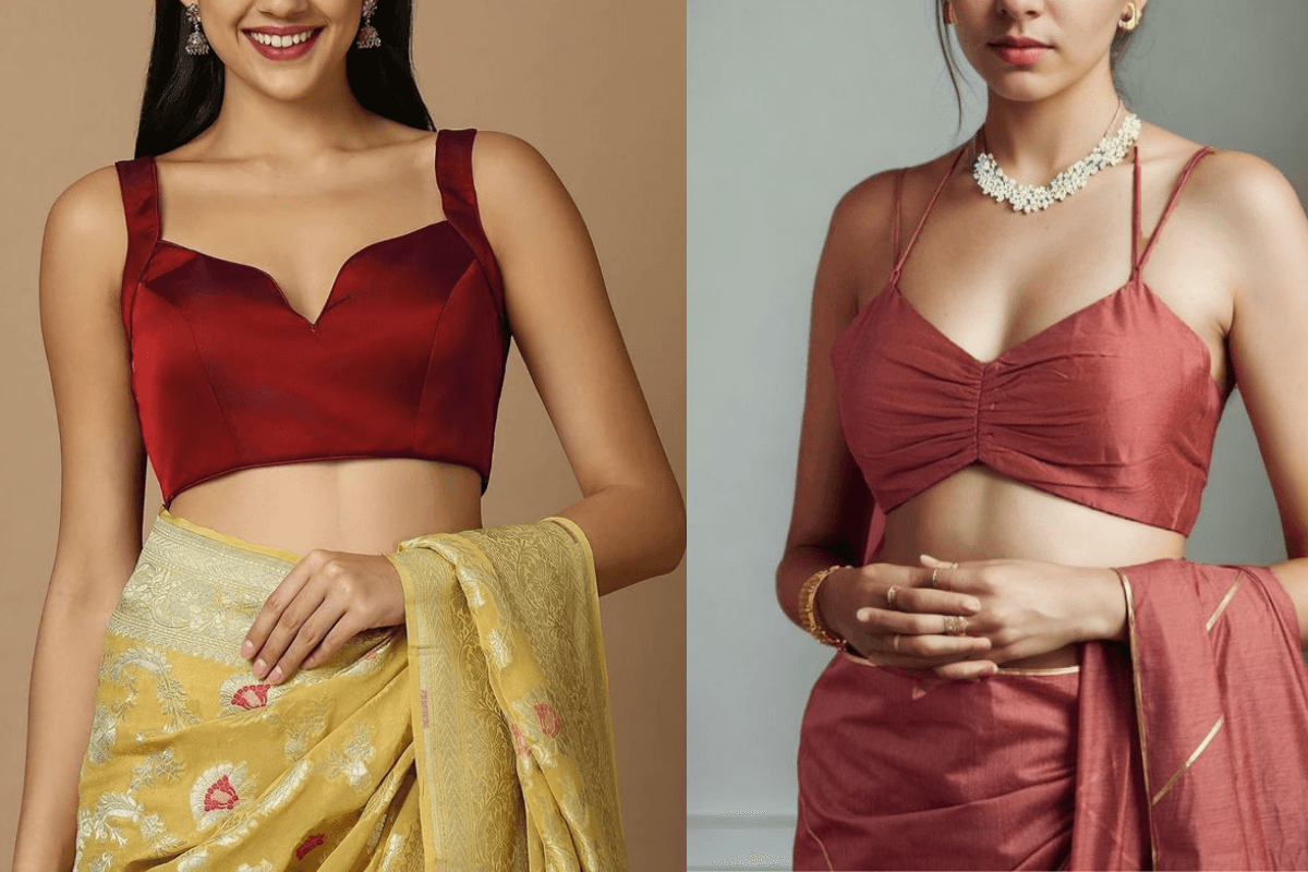 Stylish sleeveless blouse for saree

