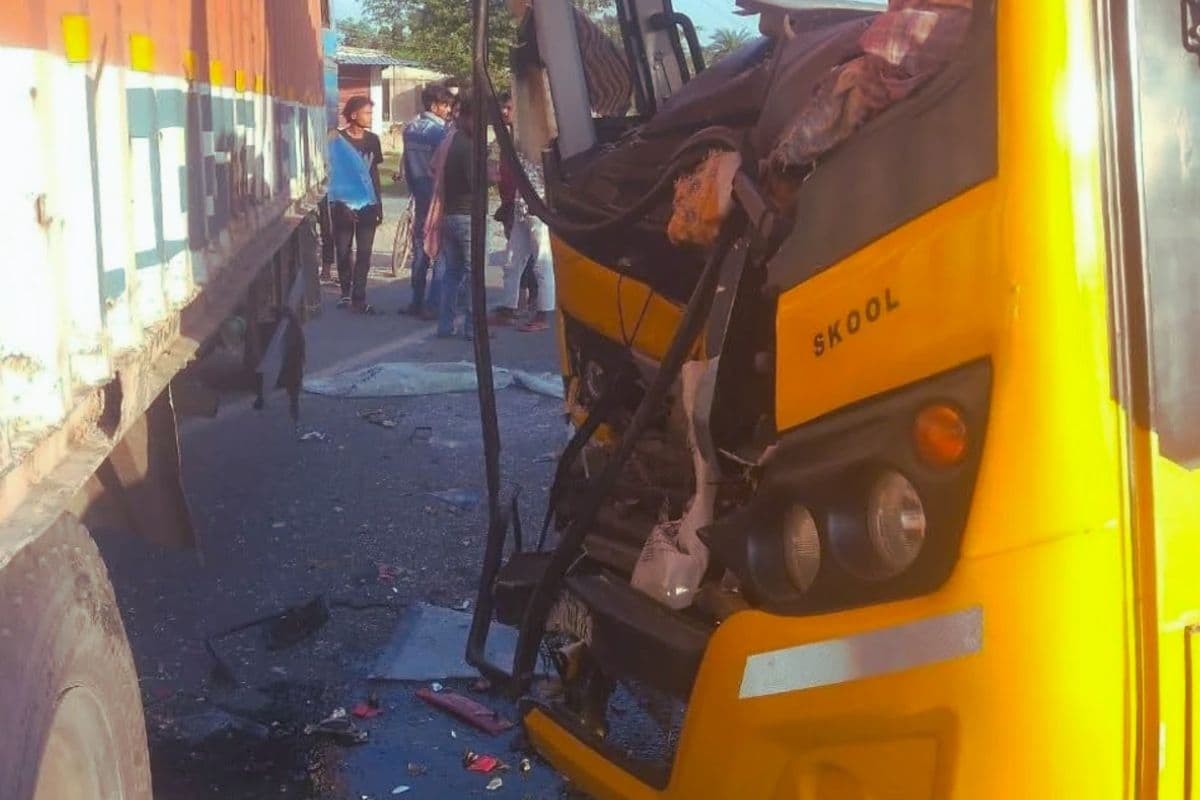Bihar Accident School bus and truck collide early in morning