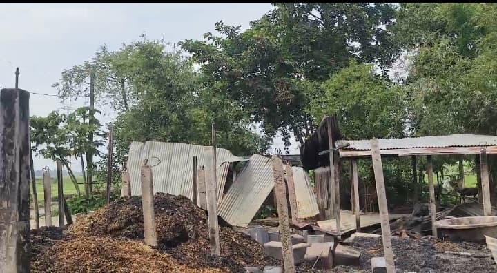 आग से जले 10 घर जले, एक झुलसा व कई मवेशी मरे