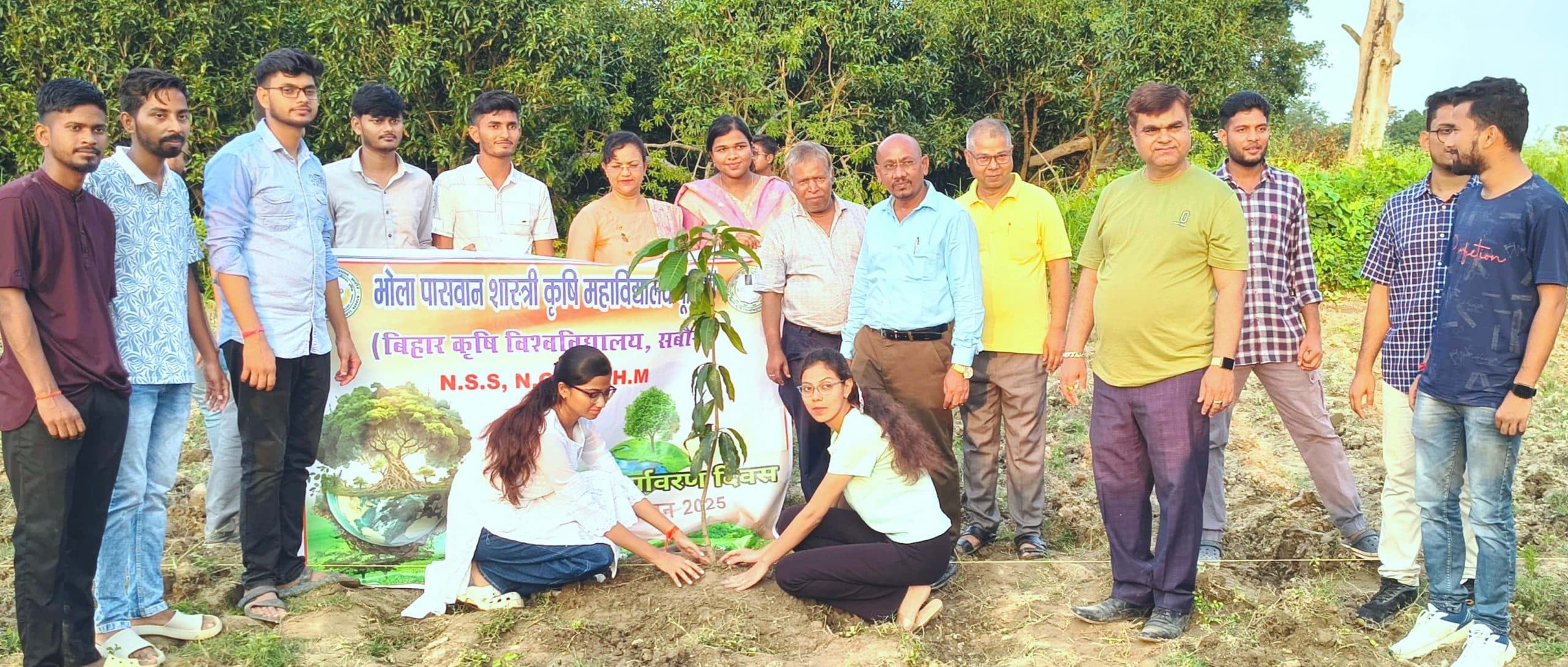 पर्यावरण दिवस पर कृषि काॅलेज में लगाए गये 300 फलदार पौधे