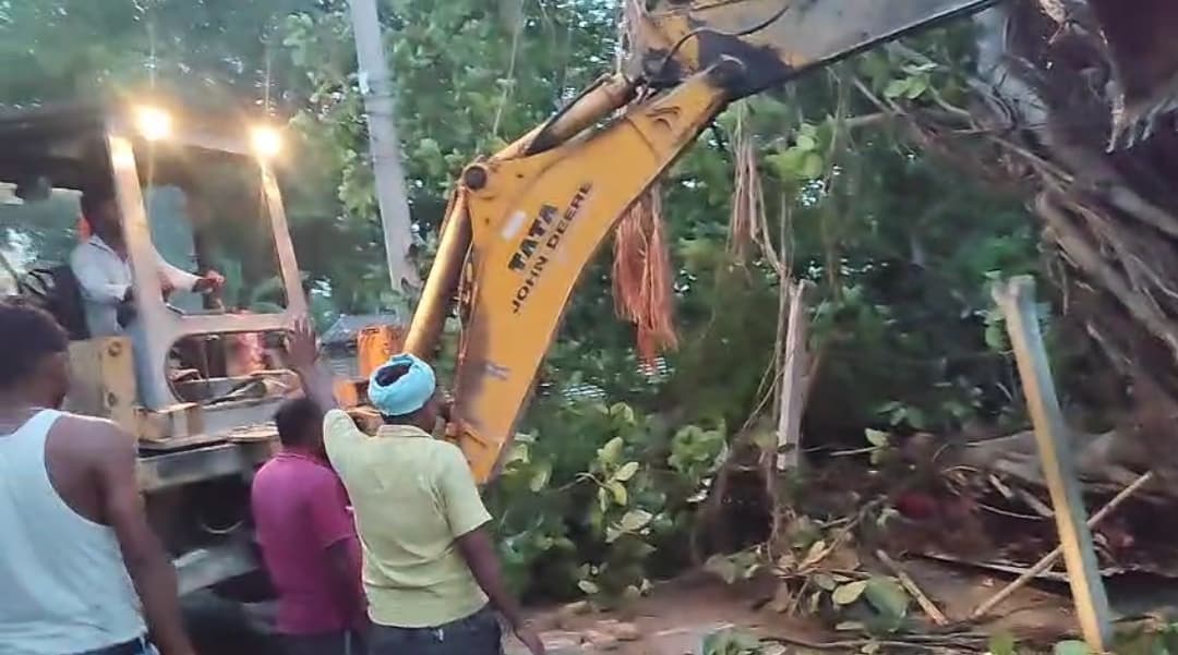 hajipur news. आंधी में झोंपड़ी पर गिरा बरगद का पेड़, दबकर बुजुर्ग की गयी जान