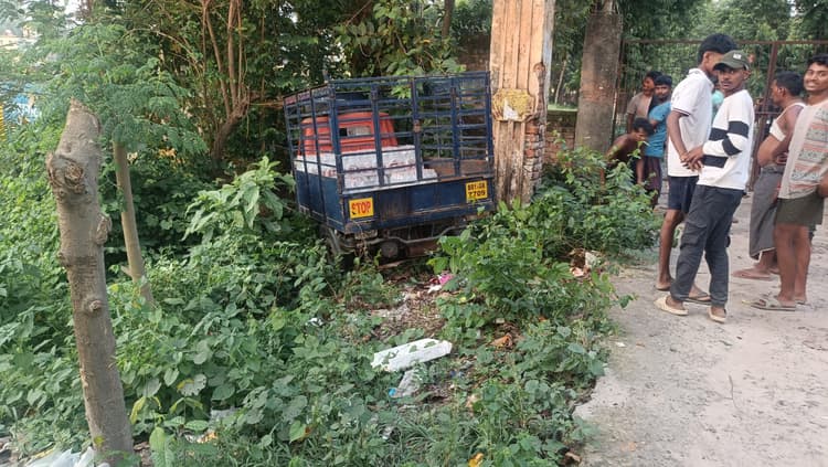 मालवाहक ऑटो गढ्ढे में पलटा, कोई हताहत नहीं