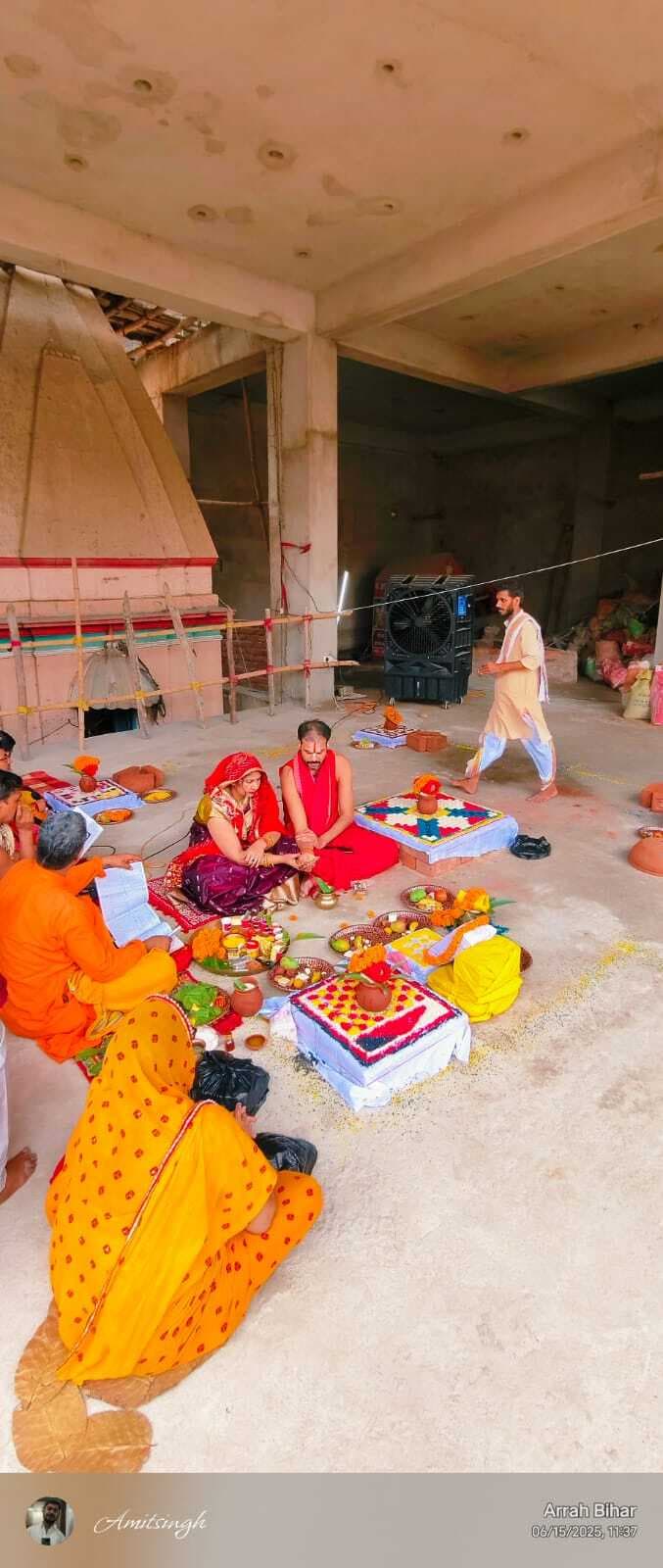 मां आरण्य देवी मंदिर के पुराने गर्भगृह के गुंबद की हुई पूजा