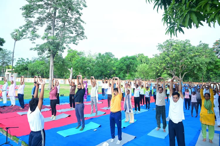 Motihari: मजबूत लोकतंत्र के लिए प्रेक्षागृह में अधिकारियों ने किया योगाभ्यास