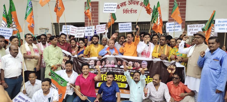 Giridih News: जिलेभर में भाजपाइयों ने राज्य सरकार के खिलाफ निकाला आक्रोश मार्च