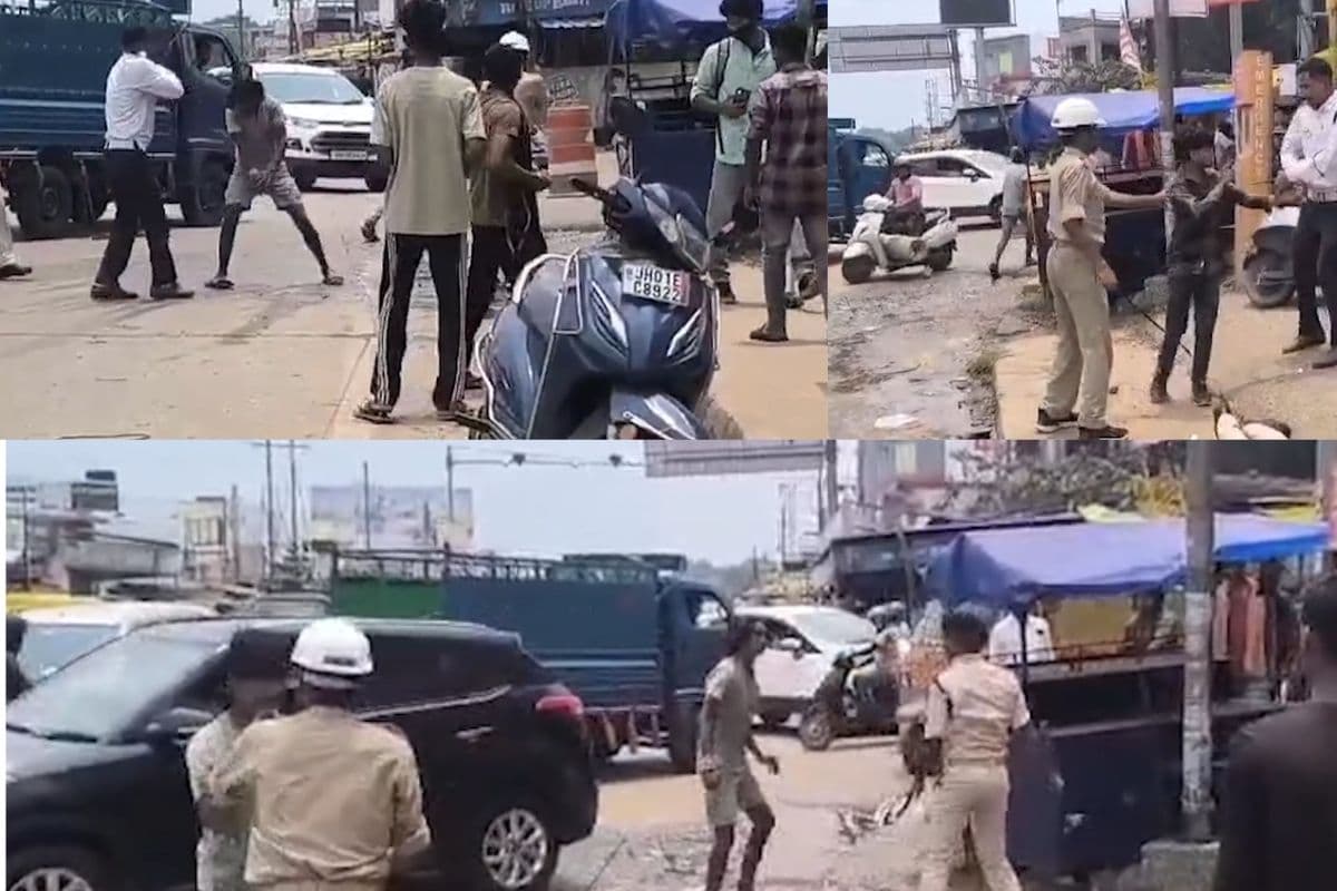 traffic police and auto driver