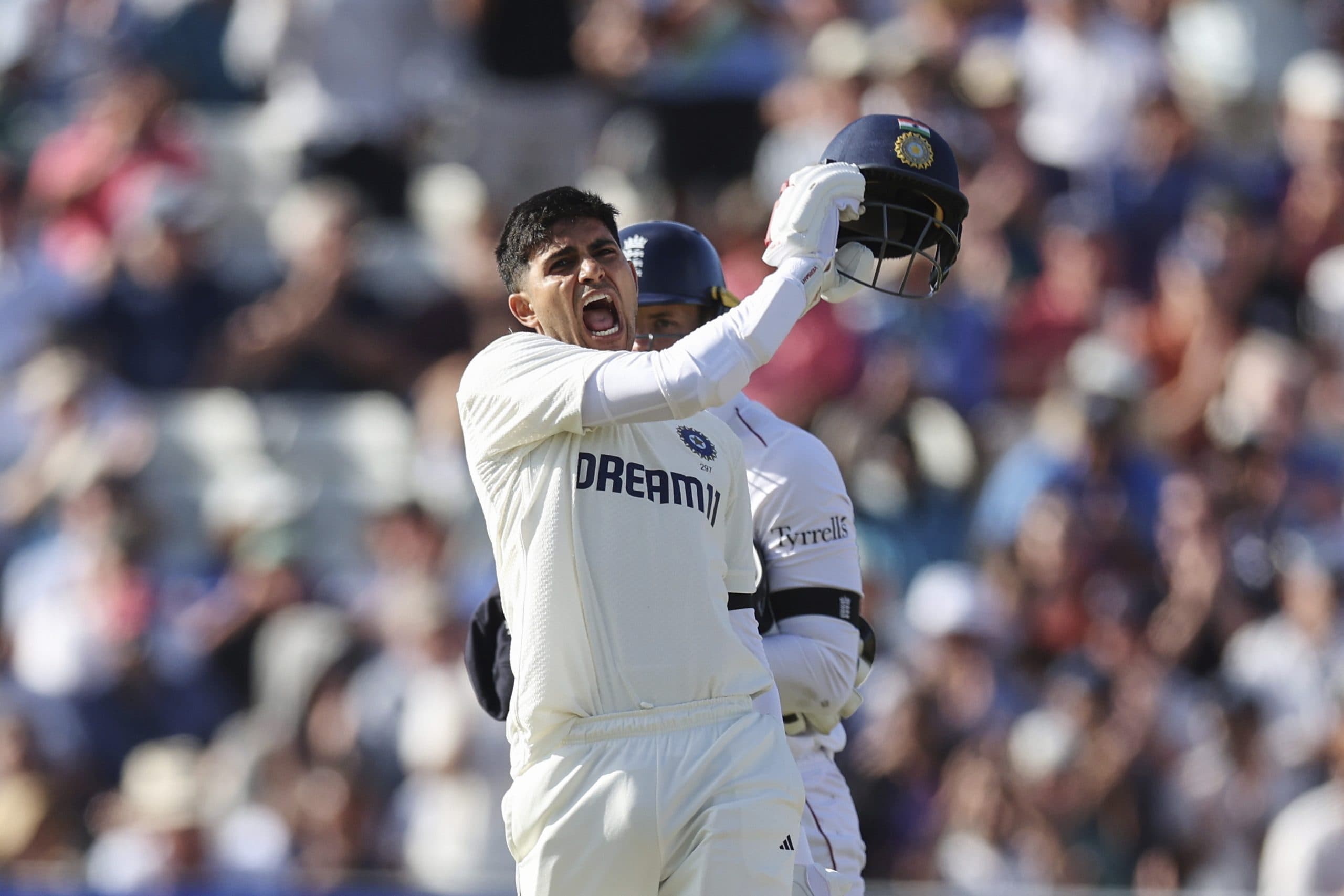 Shubman Gill celebrates after scoring a century IND vs ENG 2nd Test. Image: PTI