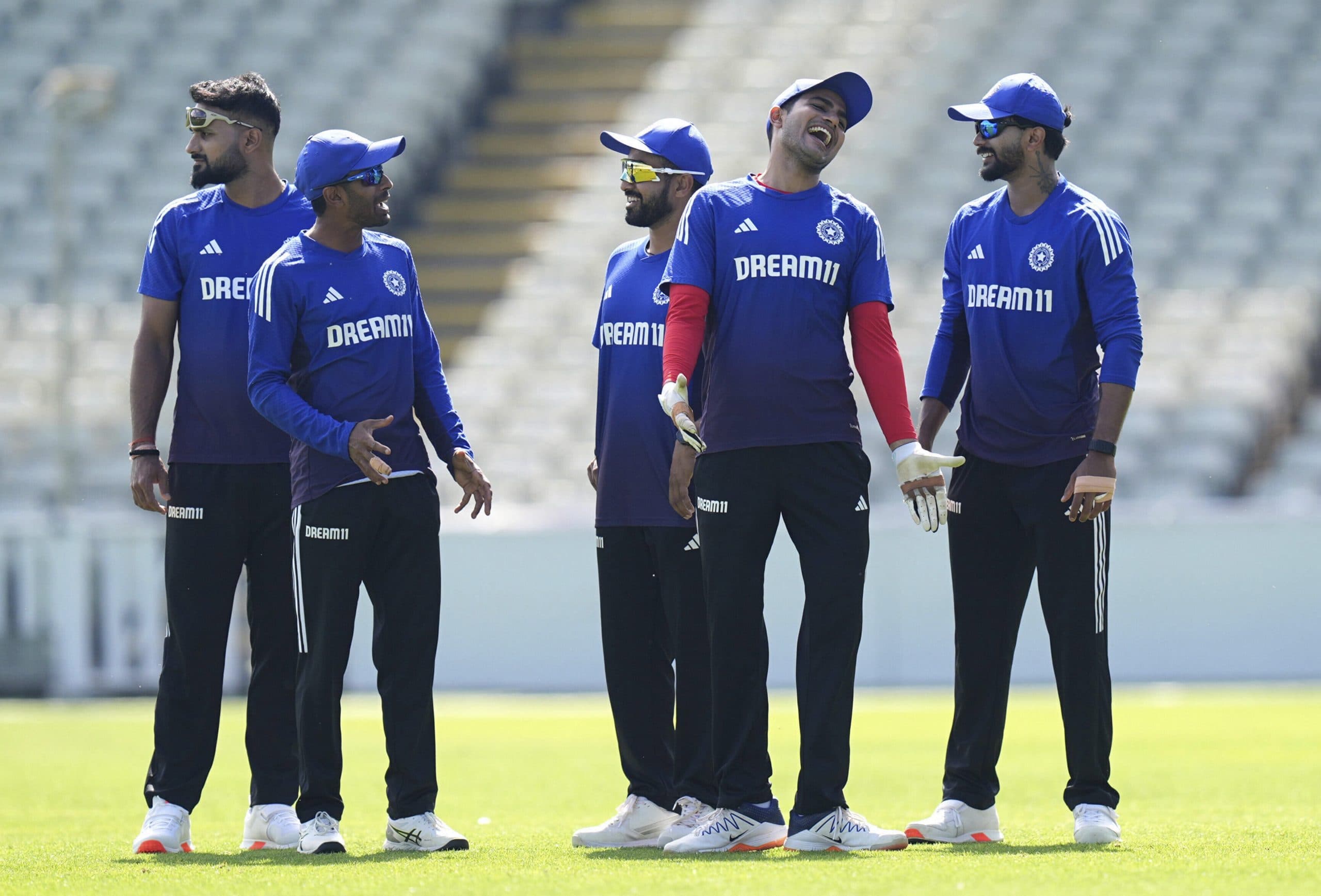 Shubman Gill and teammates during a nets session at Edgbaston.