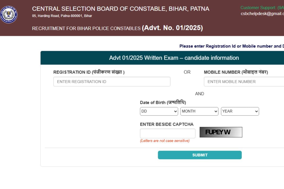 Bihar Police Admit Card 2025 OUT