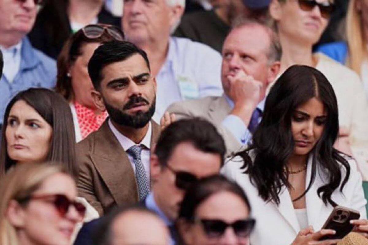 Virat Kohli watching Novak Djokovic Wimbledon Match.