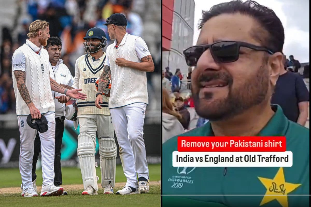 पाकिस्तान की जर्सी पहनकर भारत का मैच देखने पहुंच गया फैन, मैनचेस्टर में जमकर मचा बवाल, वीडियो वायरल