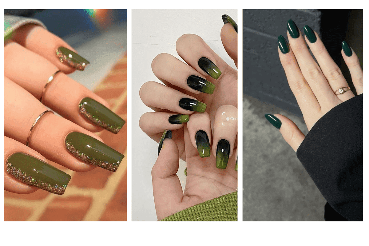 Green Nail Art Design Sawan 2025 Green Nail Art Design Sawan 2025