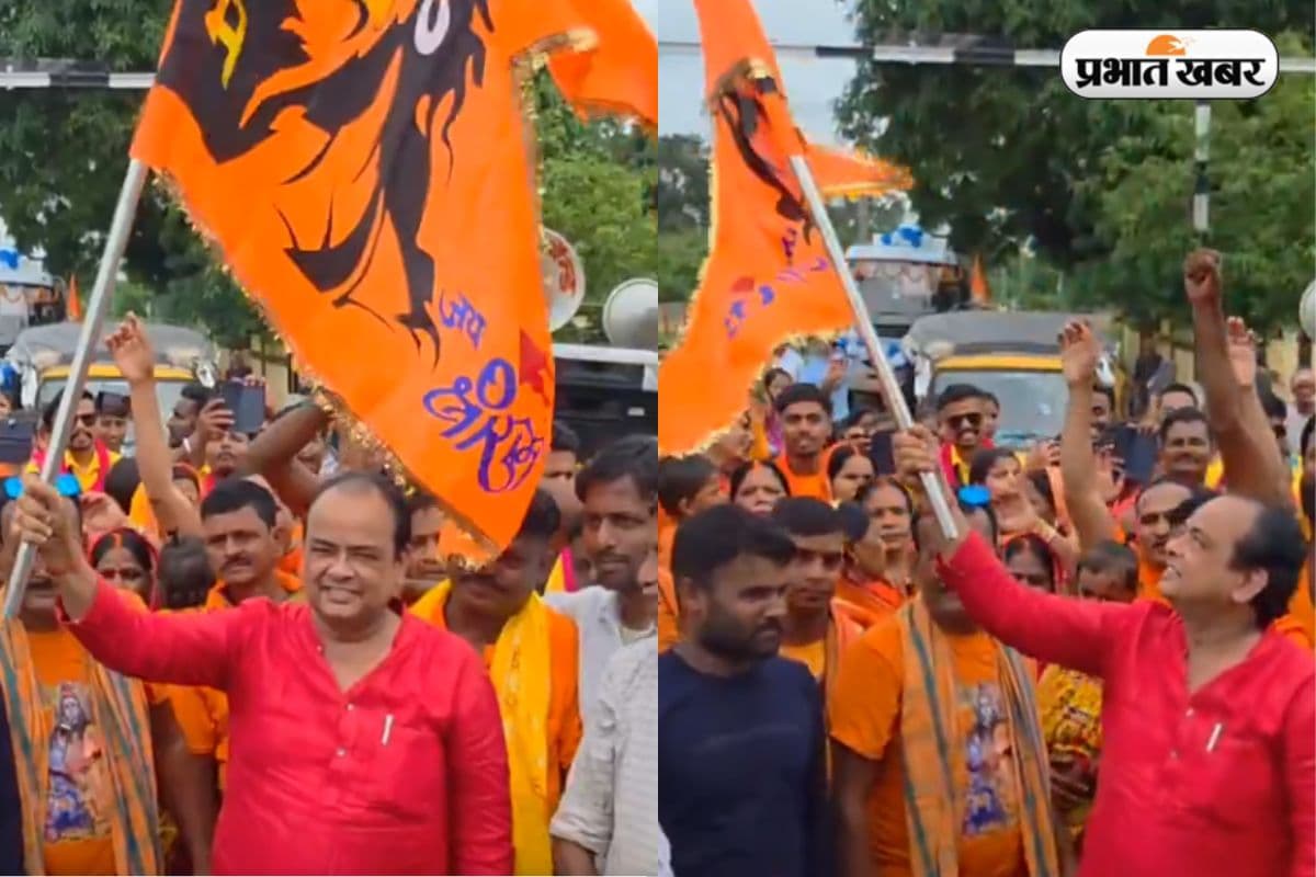 VIDEO: भगवा झंडा लहराते कांवरियों संग पैदल चले स्वास्थ्य मंत्री इरफान अंसारी, कहा- “मैं किसी एक धर्म का नहीं”