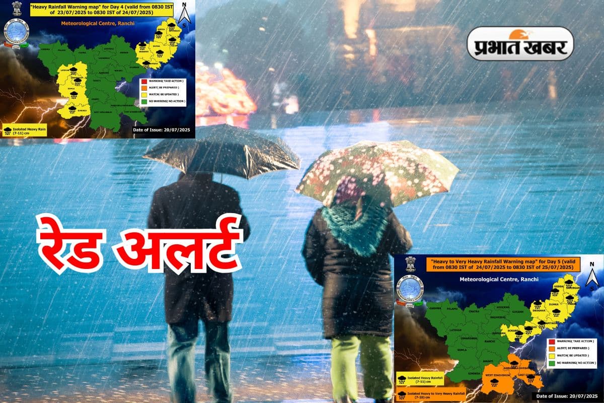 झारखंड में भारी बारिश का अलर्ट, मौसम विभाग ने 23-24 जुलाई के लिए जारी किया Red Alert