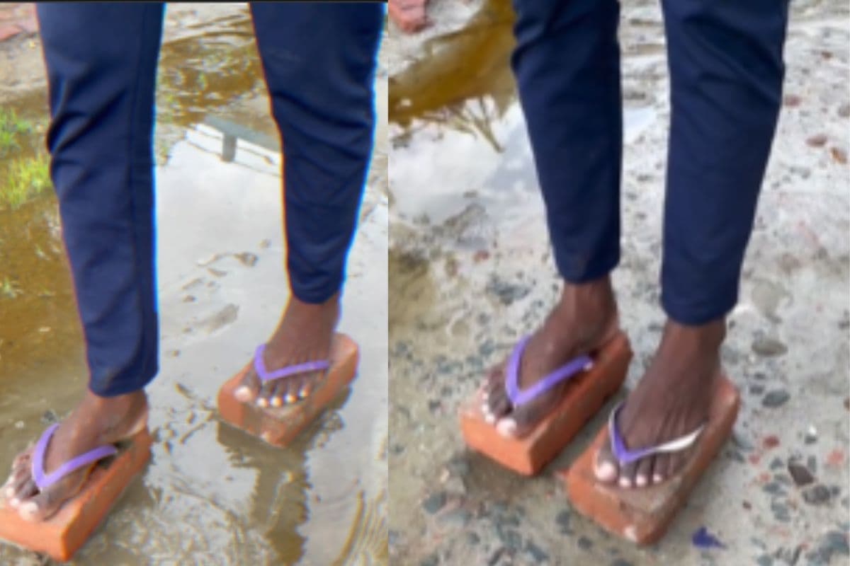 Viral Video: आदमी का अजीबो-गरीब जुगाड़, ईंट से बनाया चप्पल, वीडियो देखकर नहीं रुकेंगी हंसी