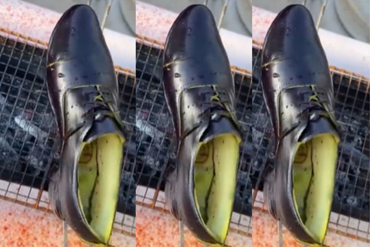 Viral video man make shoe from eggplant