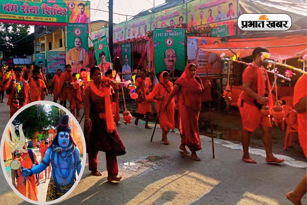 बोल बम-बोल बम कहते आगे बढ़ रहे कांवरिये. शिव रूप धरकर भी देवघर जा रहा एक भक्त. फोटो : प्रभात खबर
