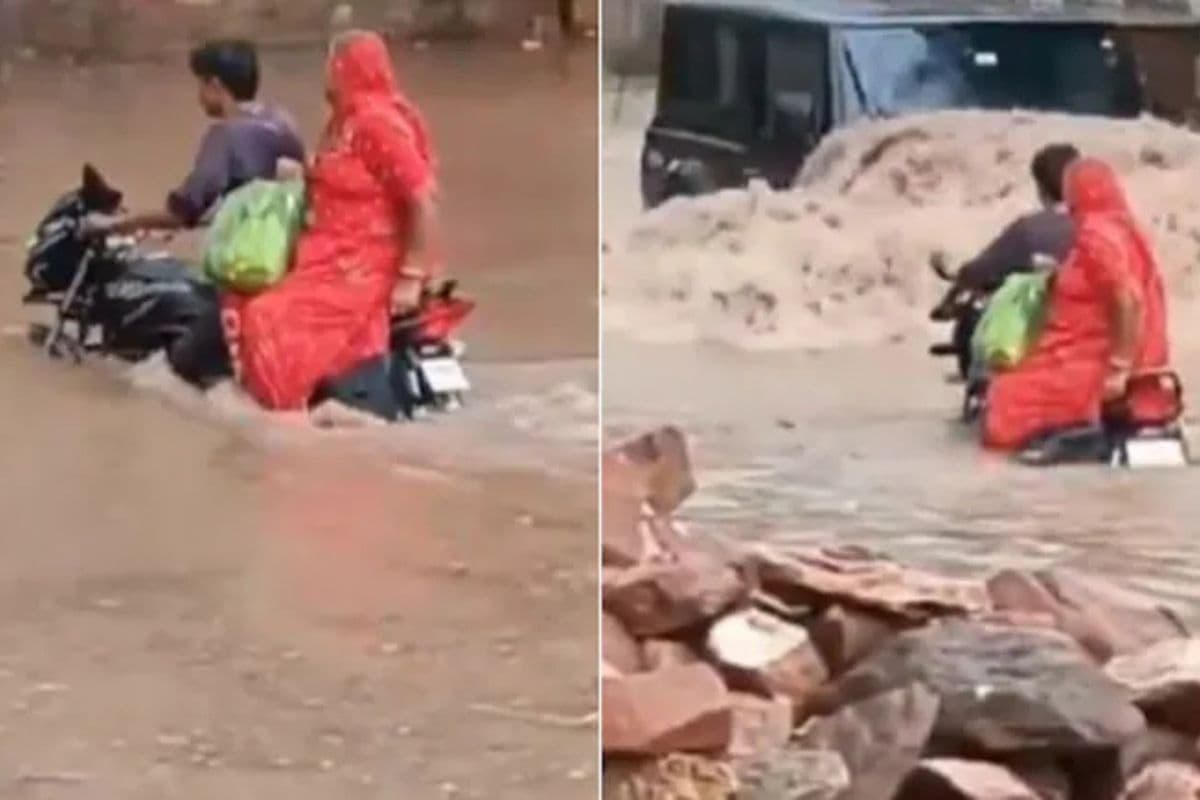 Viral Video: पानी से लबालब भरी सड़क पार कर रहा था शक्स, THAR वाले ने किया कुछ ऐसा, लोगों ने खूब सुनाई खरी खोटी