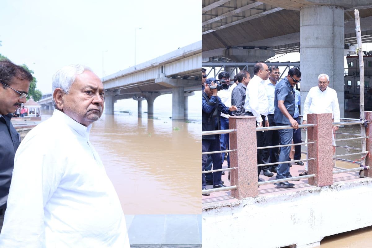 Photos: पटना में गंगा नदी के बढ़ते जलस्तर के बीच सीएम नीतीश पहुंचे निरीक्षण करने, जेपी गंगा पथ से लिया जायजा