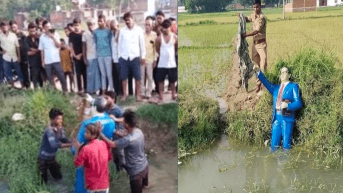 फूलपुर में जातीय-सांप्रदायिक तनाव भड़काने की साजिश! आंबेडकर की मूर्ति तोड़ी, नहर में फेंकी – ग्रामीणों में उबाल, एक आरोपी हिरासत में