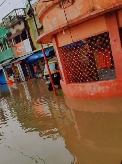 गढ़बनैली बाजार में जलजमाव से व्यवसायियों को कारोबार में होता है नुकसान