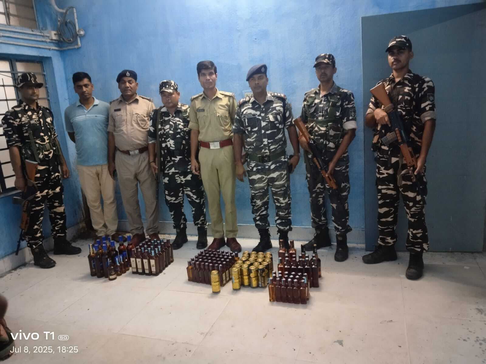 45 लीटर विदेशी शराब जब्त