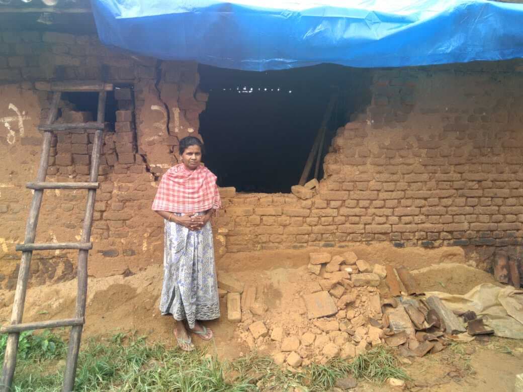 हाथी ने घर गिराया