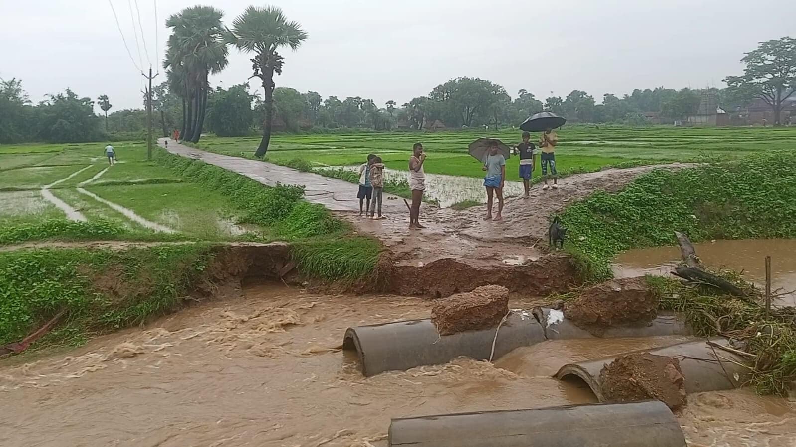 फतेहपुर-दौनैया सड़क मार्ग पर पुलिया बही