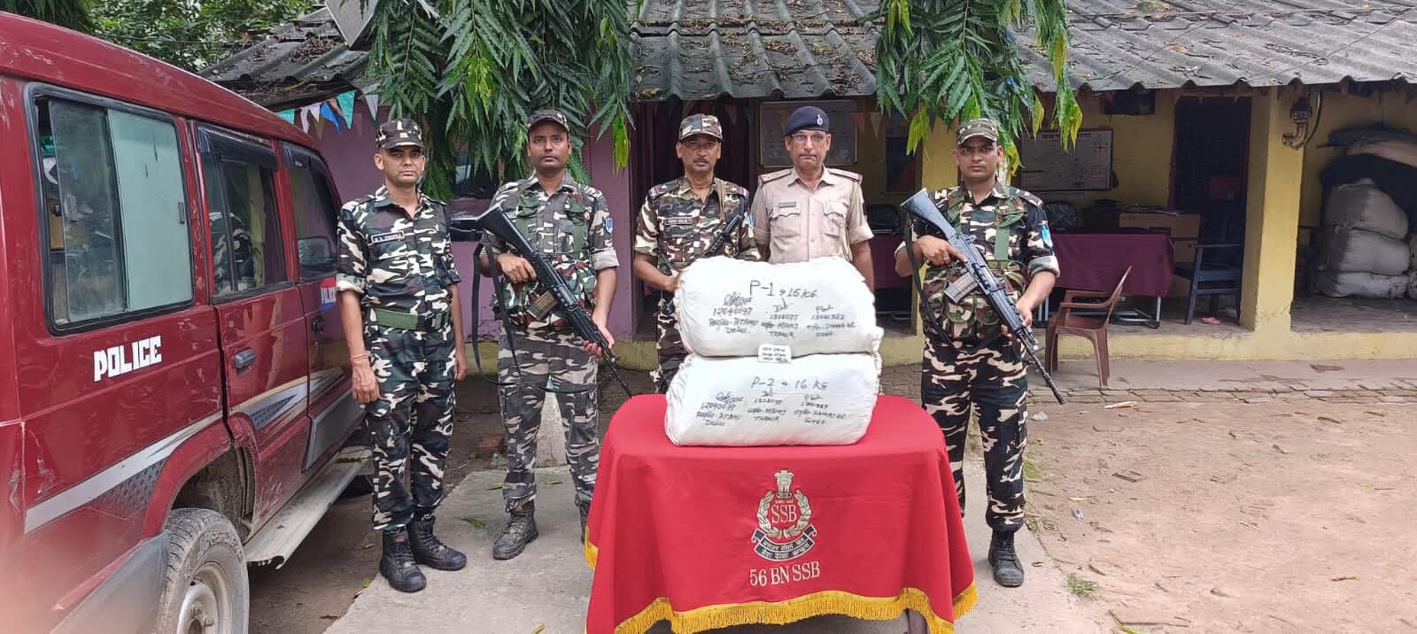 एसएसबी ने 32 किलो गांजा किया बरामद