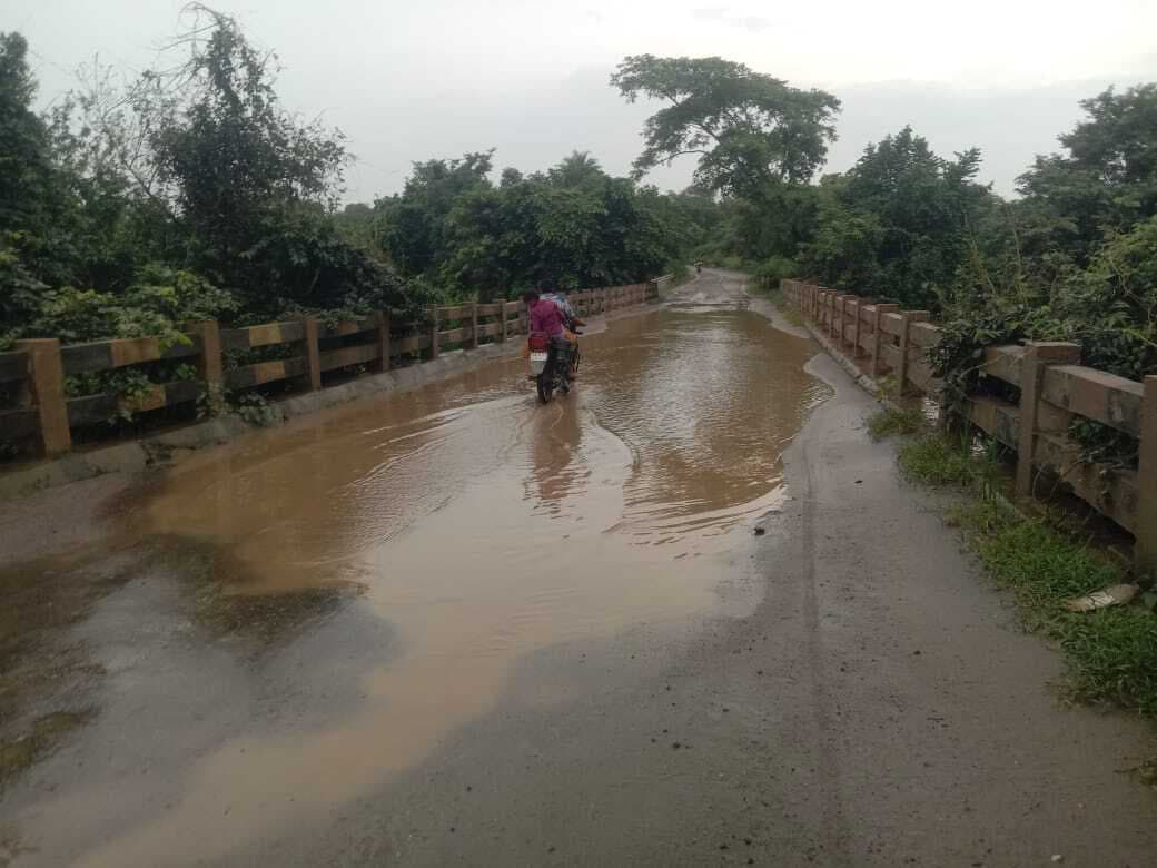 पुल पर जलजमाव से लोगों को हो रही परेशानी