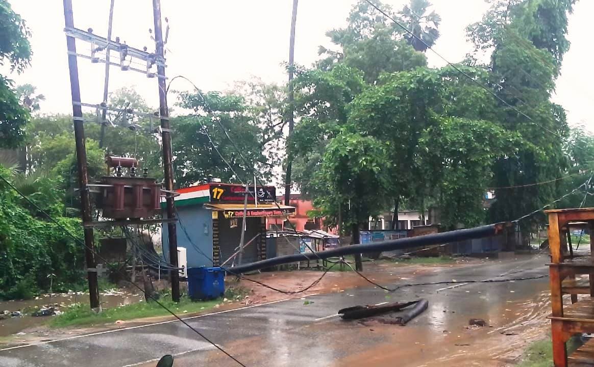 मूसलाधार बारिश के दौरान शहर में तीन स्थानों पर गिरा पेड़