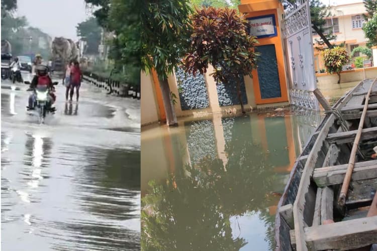 Photos: भागलपुर में घरों को निगल रही गंगा, शहर और हाइवे पर चल रहे नाव, देखिए तबाही का मंजर