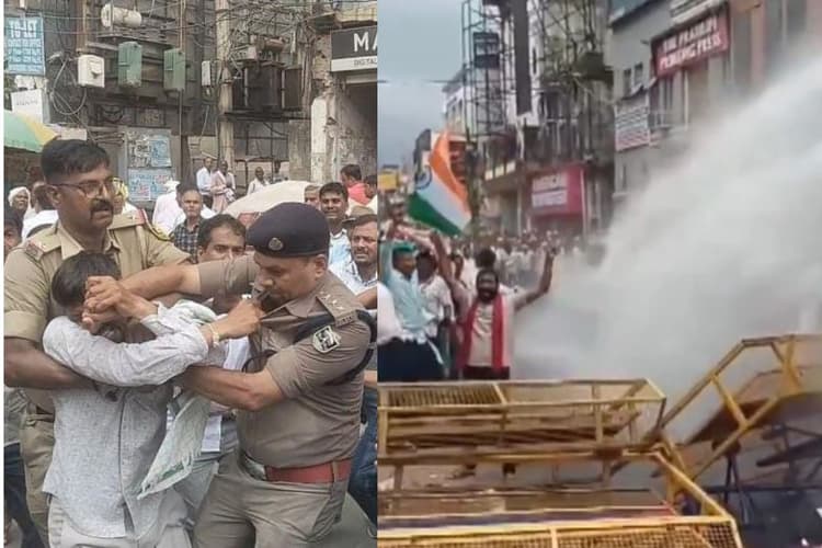पटना में राशन डीलरों पर लाठीचार्ज और वाटर कैनन से प्रहार, प्रदर्शनकारी ने कॉलर पकड़कर DSP को खींचा