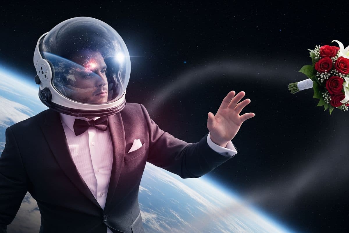 First space wedding (AI image)